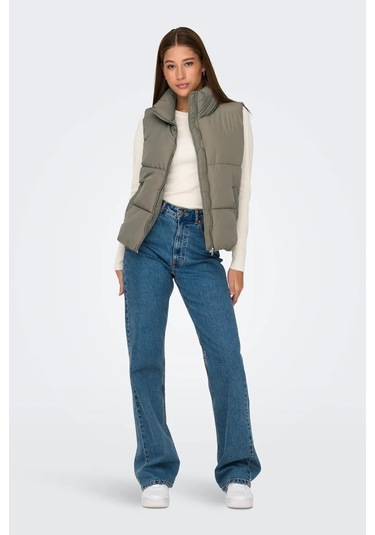 Jdy Kadın Jdynewerıca Dik Yaka Çift Cepli Şişme Yelek 15234210 Haki Haki
