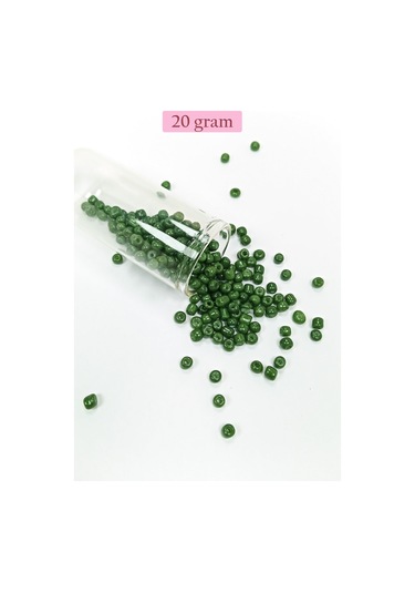 Dökme Cam Kum Boncuk Büyük Boy 6/0 4 Mm - 20 Gram - Koyu Yeşil