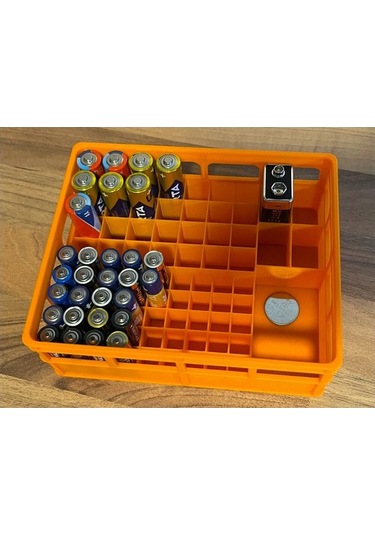 Pil Saklama Kutusu Sandığı Xxl Aa / Aaa / 9v 2032 Para Pili Plastik Kasa Görünümlü Turuncu