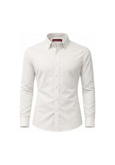 Classics Men Barsello Slim Fit Uzun Kol Yaka Düğmeli Erkek Gömlek - 7536 Beyaz