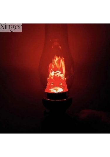 Novahub Calcifer Gece Lambası - Şarj Edilebilir Howl In Yürüyen Şatosu, Hediye Seçeneği Kırmızı Kırmızı