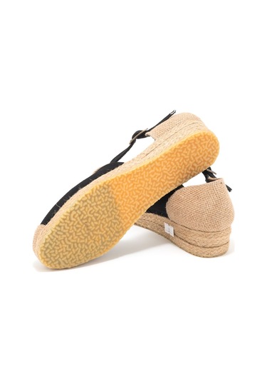 Star Tombis Gerçek Elişi Hasır Jüt Bantlı Günlük Kız Çocuk Espadril Handmade Siyah