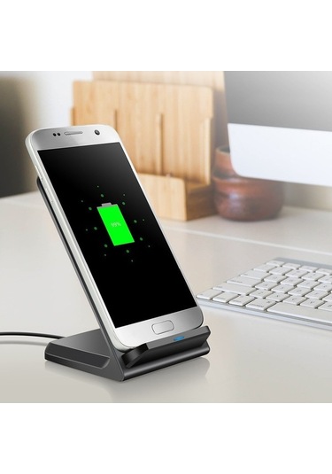 Pazly 10w Qı Hızlı Kablosuz Şarj Cihazı - Beyaz/siyah - Tam Uyumlu - Kullanışlı Tutucu