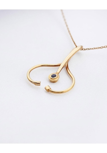 Steteskop Safir Kolye Rose Gold 63691352