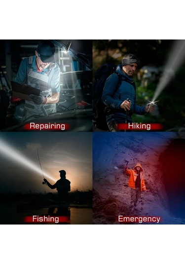 Brightnova Yeni Çok Fonksiyonlu 1pc Black Usb Şarj Edilebilir Cob Güçlü Yan Işık Bisiklet Farı Kampçı Işık Altın