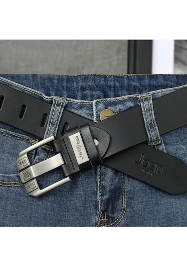 Kemer Deri Siyah Metal Tokalı Şık Italyan Kemer Siyah