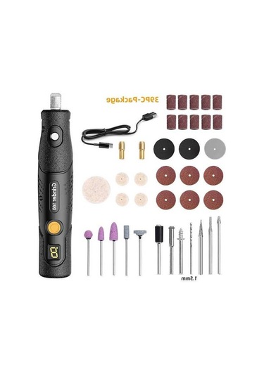 Tongxida El Tipi Şarjlı Elektrikli Freze - 5 Hız Seviyesi, Delme/oyma/kesme Aleti 39 Parça Aksesuar Seti