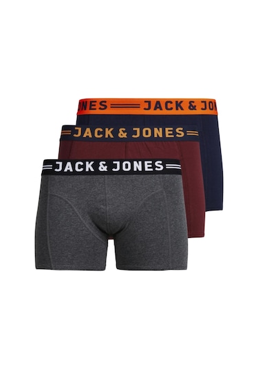 Jack & Jones Jack Jones Erkek Karışık Renkli 3'Lü Boxer 12113943 Çok Renkli