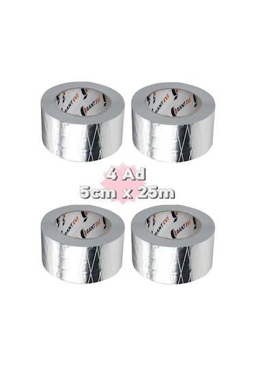 Takviyeli Alüminyum Folyo Bant 4 Adet 50Mm X 25Metre Yanmaz Folyo