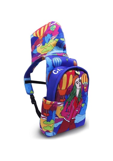 İkigai City Serisi Okula Dönüş Kapadokya Desenli Çıkabilir Kapüşonlu Hafif Notebook Cepli Sırt Çantası - Renkli Çok Renkli