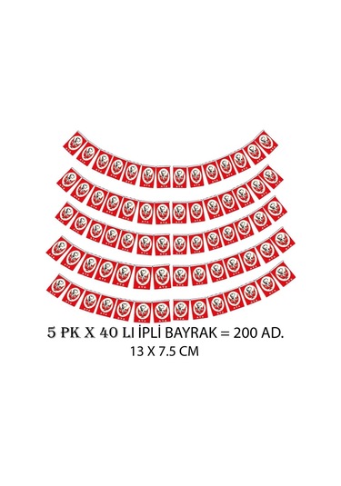 Eren İpli Atalı Bayrak Orta Boy 13 x 7.5 - 5 Paket