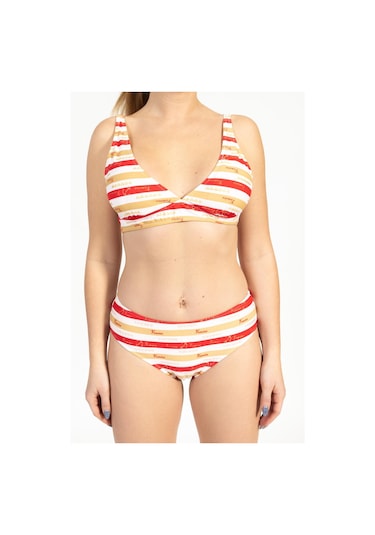Pemilo Kadın 703 Minimiser Çizgili Bikini Takımı Kırmızı-kırmızı 37164 - 1 Kırmızı