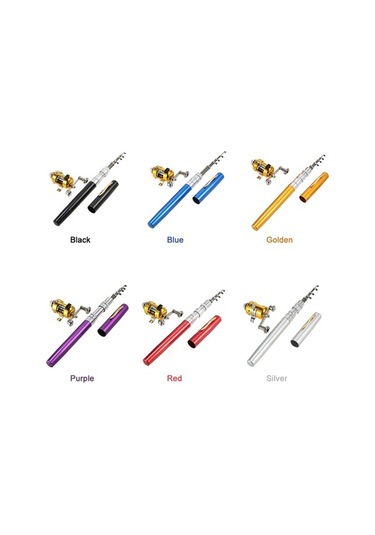 Dancemonkey Mini Teleskopik Olta Kamışı Makara Seti, Taşınabilir Cep Kalemi, Makara Ve Olta Kamışı Mor