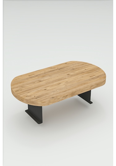 İkili Yan Sehpa Ayarlanabilir Tepsi Oval Dekoratif Atlantik Çam