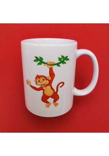 Sevimli Maymun Baskılı Kupa Bardak Çok Renkli