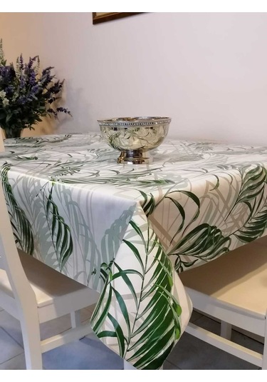 Elyaflı Pvc Muşamba - Desenli Silinebilir Masa Örtüsü 02mrl204a Yeşil