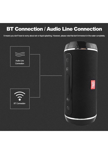 Leezsing T&g Tg116 Dış Mekan Bluetooth Hoparlörü - Suya Dayanıklı, Mikrofonlu免提, Fm Radyo, Usb/tf Kart Desteği, 1200mah Pil, Siyah
