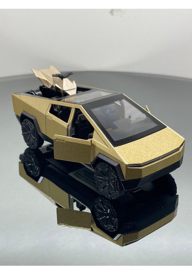 Tesla Cyber Truck 1:32 Ölçek Metal Çek Bırak 12 Cm Oyuncak Araba - Sarı