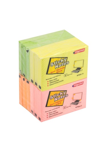 Bigpoint Yapışkanlı Not Kağıdı 75x50mm Neon 4 Renk X 12 Adet