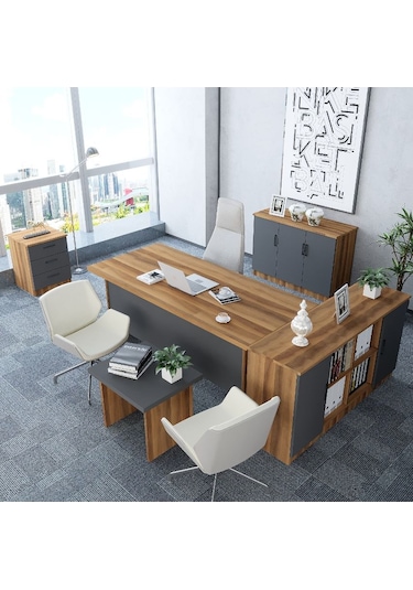 Oliver 5'li Ofis Takımı  Model 4 Ceviz Füme