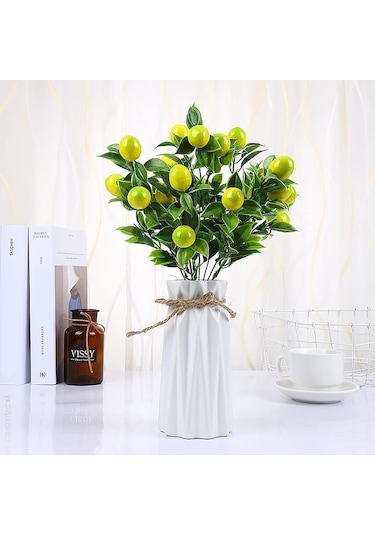 3lü Set Yapay Limon Demeti Yapay Çiçek 30 20cm Yeşil Yapraklı