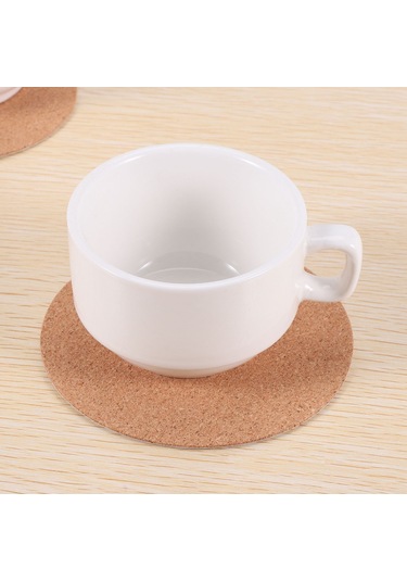 Mantar Bardak Altlıkları, Mantar Paspaslar Mantar Destek Levhaları 60 Adet, Yuvarlak Ahşap