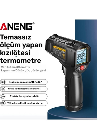 Honeybeeshop Aneng Th202 Kırmızı Termometre Higrometre Temassiz Algılama -50-600 C Sicaklik Tabancasi Lcd Ekran Pilsiz