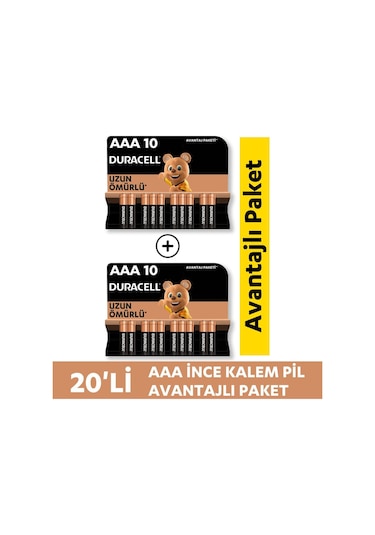 Duracell LR03/MN2400 Alkalin AAA İnce Kalem Pil 20'li