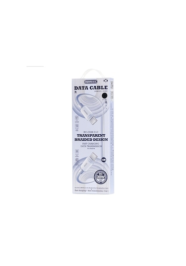 Remax Rc-c036 1.2m 30w Tip-c Tip-c Şeffaf Örgülü Hızlı Şarj Kablosu Beyaz