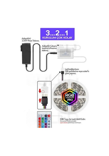 5mt Şerit Animasyonlu Tak Çalıştır Kumandalı Trafolu Rgb