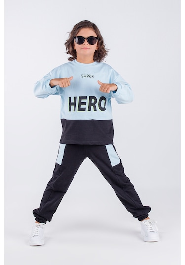 Erkek Çocuk Hero Baskılı Örme Basic Eşofman Takımı 001