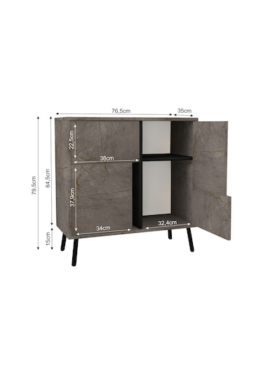 Darien Ç001 Çok Amaçlı Dolap Gordion Mermer/ahşap Siyah