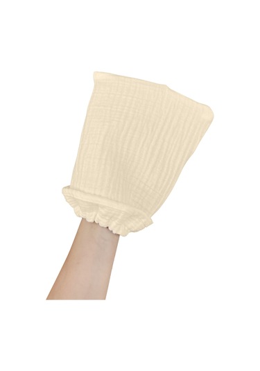 Bebek Banyo Lifi Tahriş Etmeyen Banyo Kesesi %100 Pamuk Bej