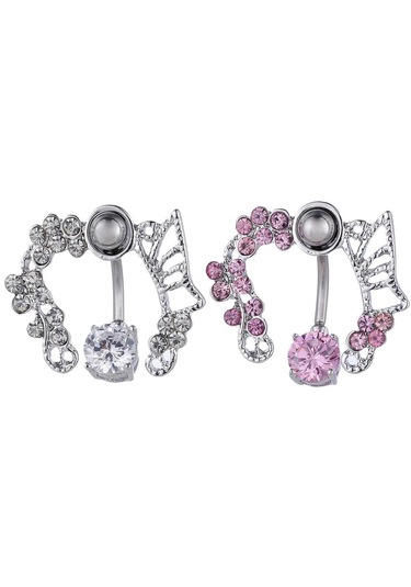 Dolıty Zirkon Göbek Halkası Belly Button Body Piercing Gümüş Gümüş