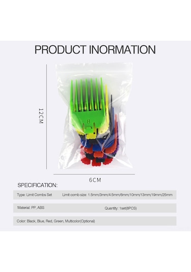 Vkemall Wahl Saç Kesme Makinesi İçin 8 Parça Limit Tarak Seti - Çok Renkli Pp Ve Abs Malzeme