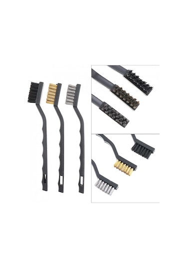 3'Lü Mini Tel Fırça Seti Motosiklet Fırça Seti Bakım Seti