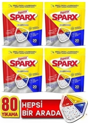 Asperox Sparx Bulaşık Makinesi Kapsülü 4 x 20'li