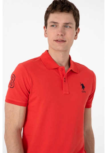 U.S. Polo Assn. Erkek Slim Fit Polo Yaka Kırmızı Basic Tişört 50305929-VR213