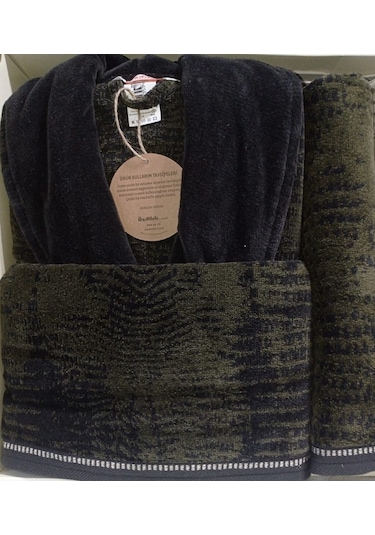 Özdilek Verde Aile Bornoz Seti Krem - Siyah