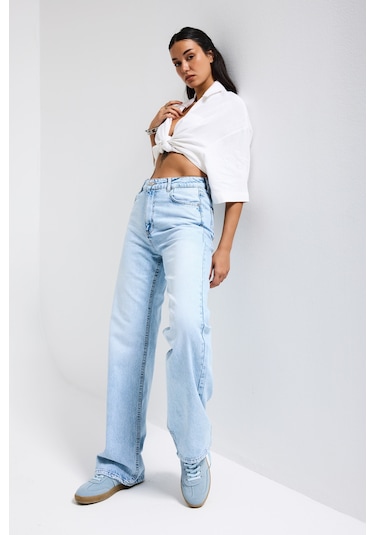Itsbasic Kadın Ice Doris 4s6-3 Straight Fiy Yüksek Bel %100 Koton Denim Jean Ice Kot
