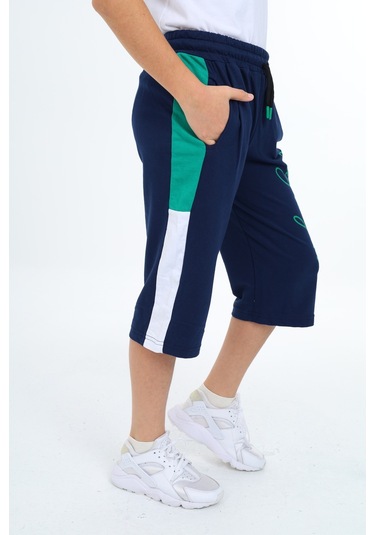 Erkek Çocuk Garni Detaylı Kapri Alt 12204 Lacivert