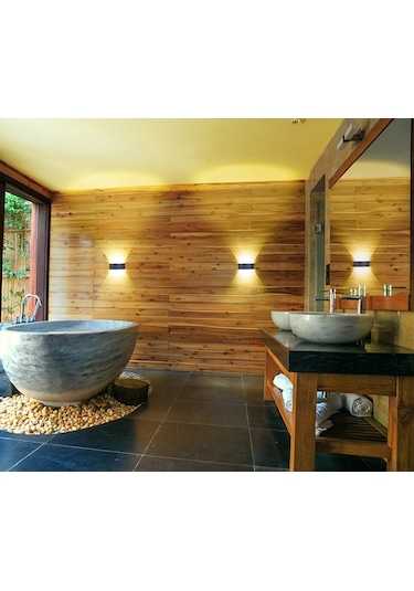 Dekoratif Çift Yönlü Duvar Aydınlatma Led Aplik Duvar Lambası Siyah