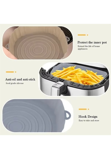 4 Adet Air Fryer Tava Silikon Sepet Yeniden Kullanılabilir Airfryer Tencere Tava Astarı Çok Renkli