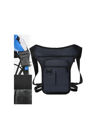 Homyl Erkek Bel Çantası Motosiklet Bacak Fanny Paketi Koyu-mavi Koyu Mavi