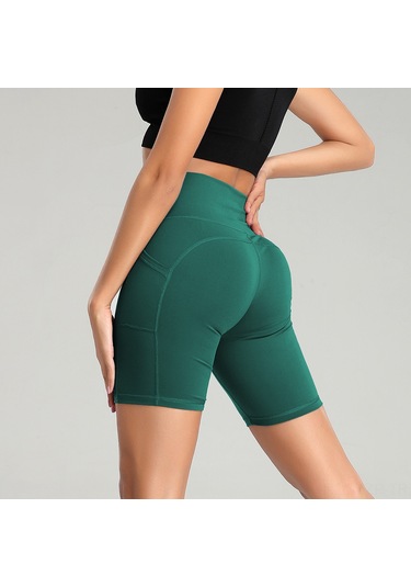 Geeroyoo Yoga Spor Şortu: Yüksek Bel, Nefes Alabilen, Hızlı Kuruyan, Yeşil, 2xl Yeşil