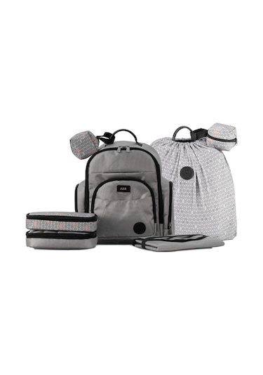 Gezenbebe Kişiye Özel Çok Fonksiyonlu Anne Baba ve Bebek Bakım Sırt Çantası Gri