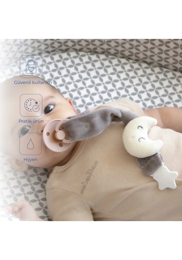 Babyjem Emzik Askısı Ay Desen Gri