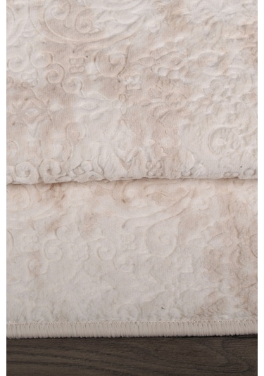Nova Krem Büyük Ebat 80x150 + 50x80 Cm 2'li Banyo Halısı Paspas S Krem