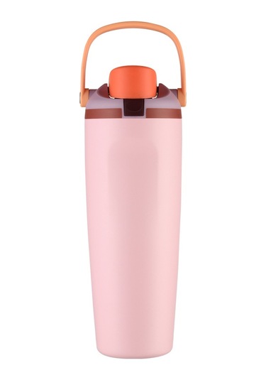 Taşınabilir Zıplama Termos Bardağı, Kilitli Tokalı, Çift İçme Spor Su Bardağı Açık Pembe