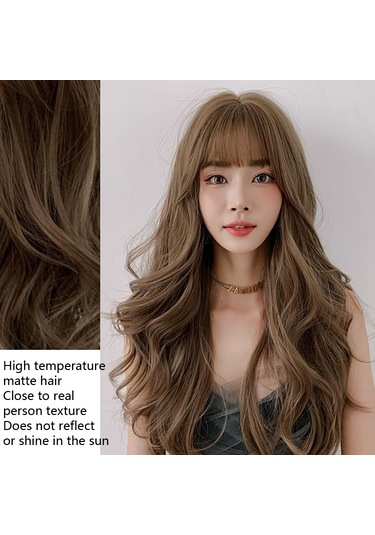Cbtx Peruk Kadın Uzun Saç Büyük Dalga Kabarık Tam Başlık Uzun Kıvırcık Saç Siyah Kahverengi 65cm